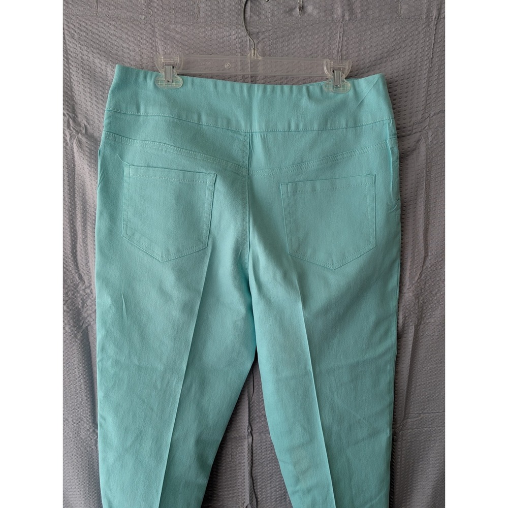 Blair Womens Aqua Turquoise Pull On Straight Leg Pants 14MS Stretch Flat Front - Picture 6 of 11